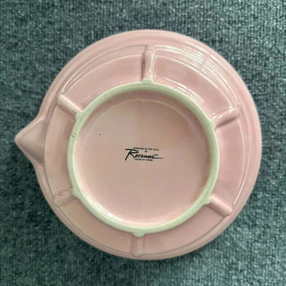 Rosanna Batter Mixing Bowl Pink Ceramic With Pour Spout Retro Pinup Kitchen - Picture 6 of 8